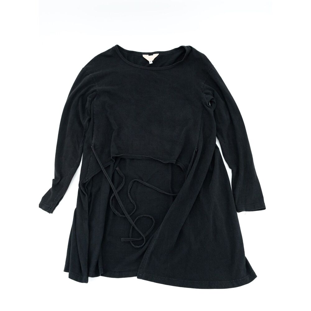 Mariot Chanet Womens M Vintage Dress/Tunic Top Black Long Sleeve Tie Around